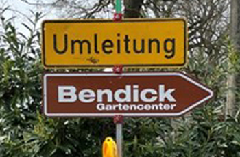 Umleitung wegen Baustelle - Garten-Center Bendick in Mettingen