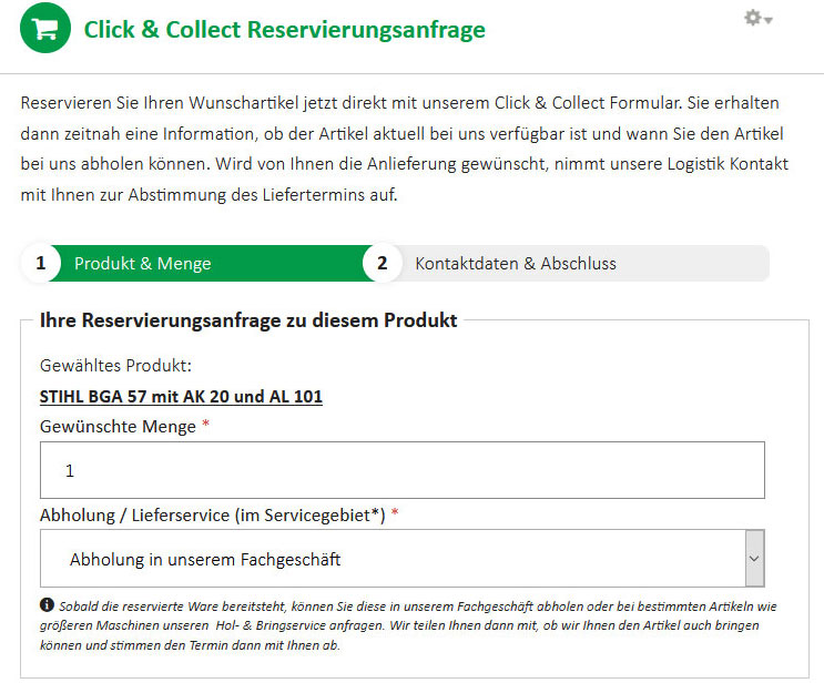 click und collect bei Bendick in Mettingen