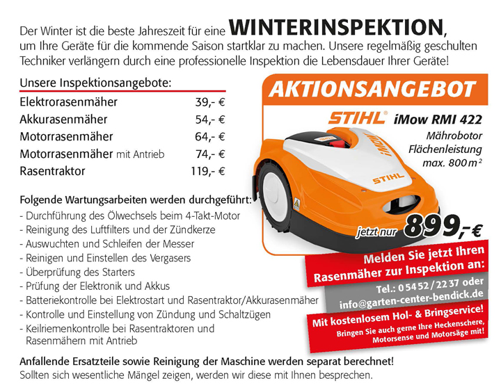 Motorgeräte Winterinspektion bei Bendick in Mettingen