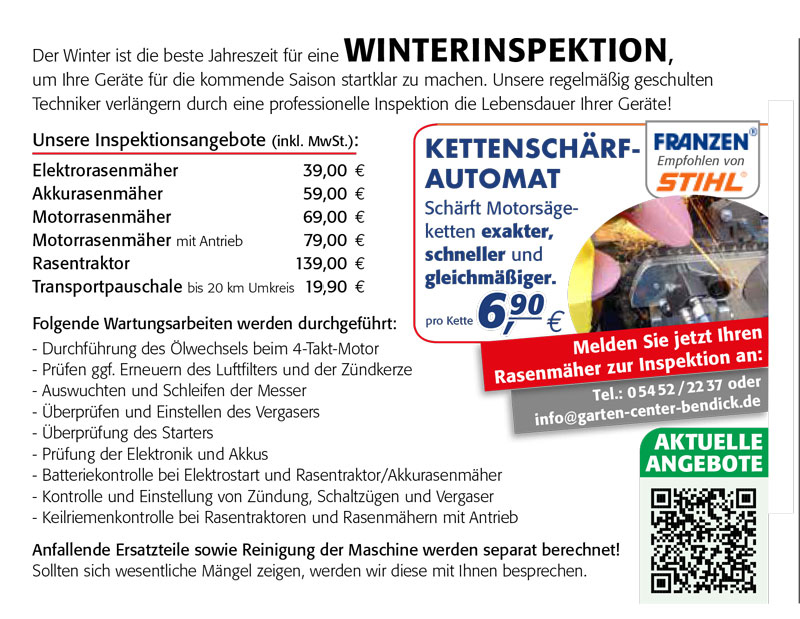 Inspektionspreise Bendick in Mettingen