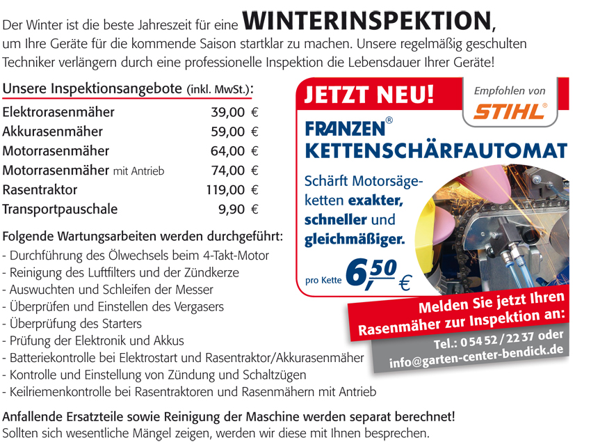 Motorgeräte Inspektion bei Bendick in Mettingen