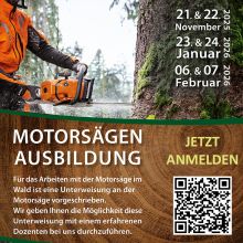 Jetzt anmelden für einen unserer Motorsägenkurse Motorsägenkurse bei Bendick in Mettingen